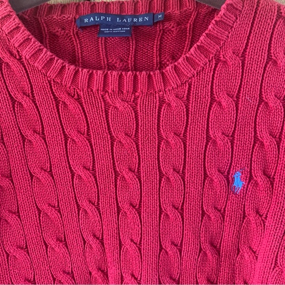 Ralph Lauren Red Cable Knit Sweater - Picture 2 of 4